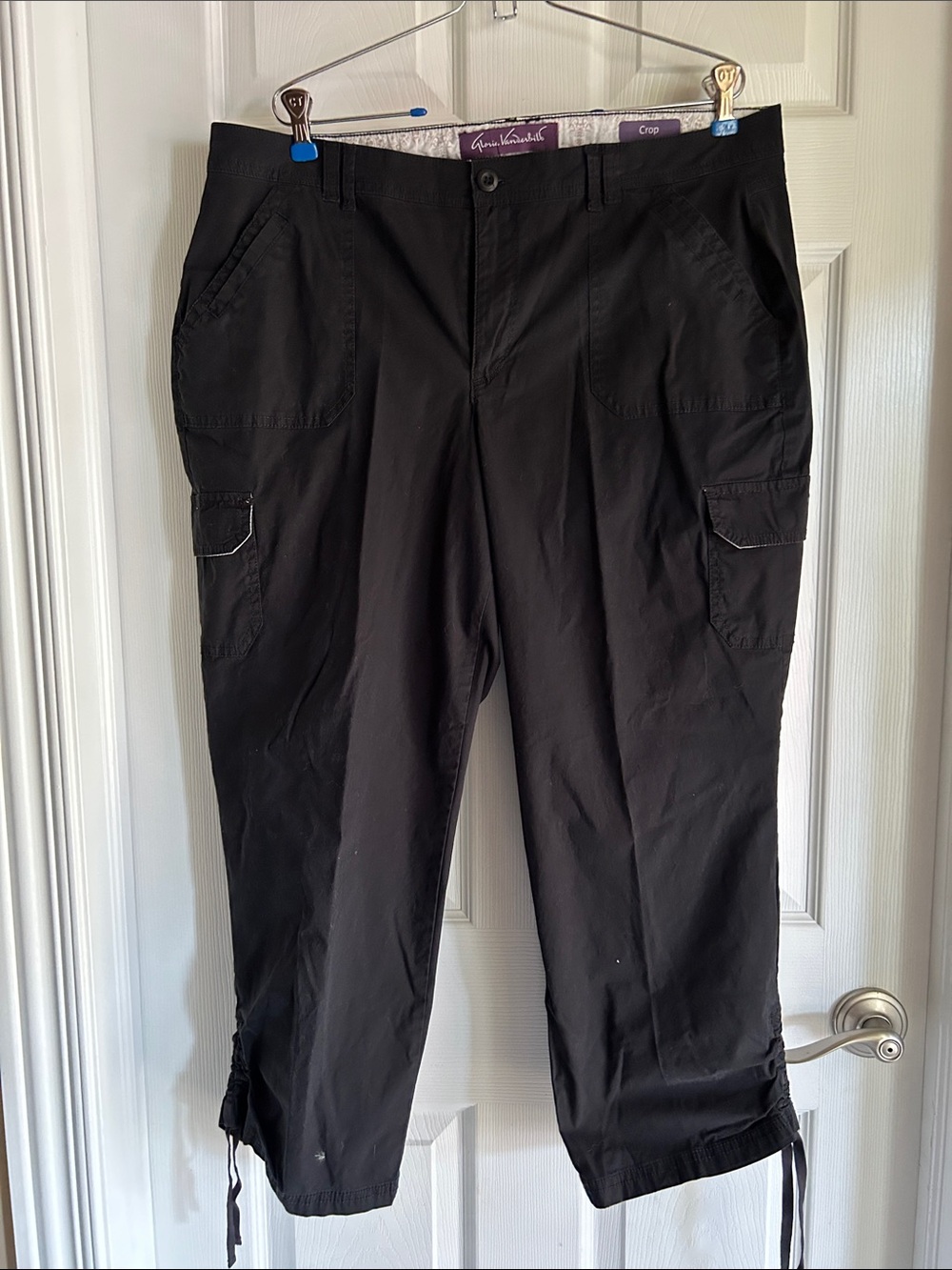 Women’s Black Capri Pants with Drawstring Hems